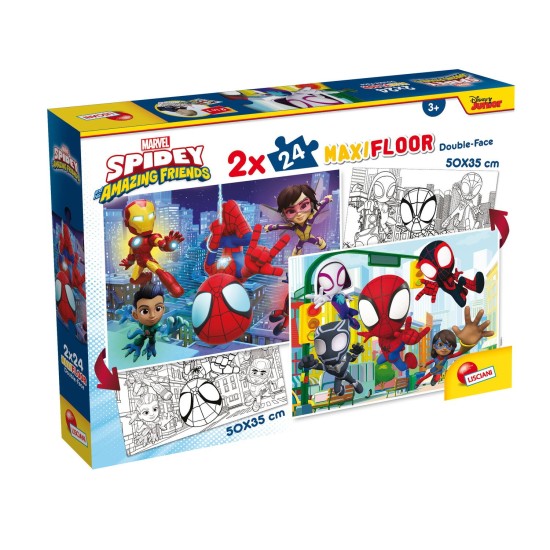 Puzzle-de-colorat-maxi---Paienjenelul-Marvel-si-prietenii-lui-uimitori-2-x-24-de-piese-L99788