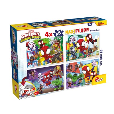 Puzzle-de-colorat-maxi---Paienjenelul-Marvel-si-prietenii-lui-uimitori-4-x-48-de-piese-L100378