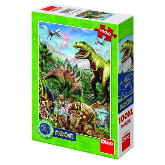 Puzzle-XL---Lumea-dinozaurilor-neon-100-piese-394155